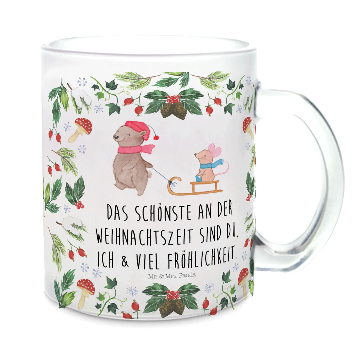 Teetasse Bär und Maus Schlitten Henkeltasse, Teetasse aus Glas, Haferl, getränkebecher, Glasbecher, Teeglas, glastasse, Teetasse, Motivtasse, Tee Tasse, Trinkglas, Teetasse Glas, getränkeglas, Henkelbecher, Häferl, Kakaotasse, Pott, Glas Teebecher, Weihnachten, Winter, Weihnachtsdeko, Nikolaus, Advent, Heiligabend, Wintermotiv