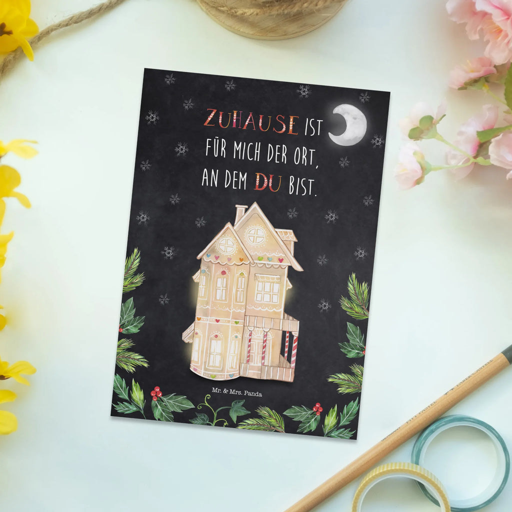 Postcard Gingerbread House paper, card, gift card, letter, invitation, invitation card, Postcard, postcards, gift, Winter, Christmas, Christmas time, snow