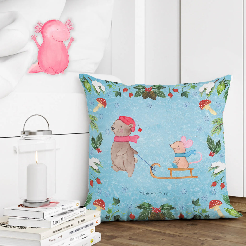 40x40 poduszka Niedźwiedź i Mysz sanie Sofakissen, Motivkissen, sofakissen, Dekokissen Sofa, Kissenhülle 40x40, Sofakissen 40x40, Kissenbezüge, Couchkissen, Kissenhülle, Kissen 40x40, Dekokissen 40x40, Zierkissen, Kissenbezug 40x40, Kopfkissen, sitzkissen, Dekokissen, Kopfkissen 40x40, Kissen 40x40 Waschbar, Kissen, Winter, Weihnachten, Weihnachtsdeko, Nikolaus, Advent, Heiligabend, Wintermotiv