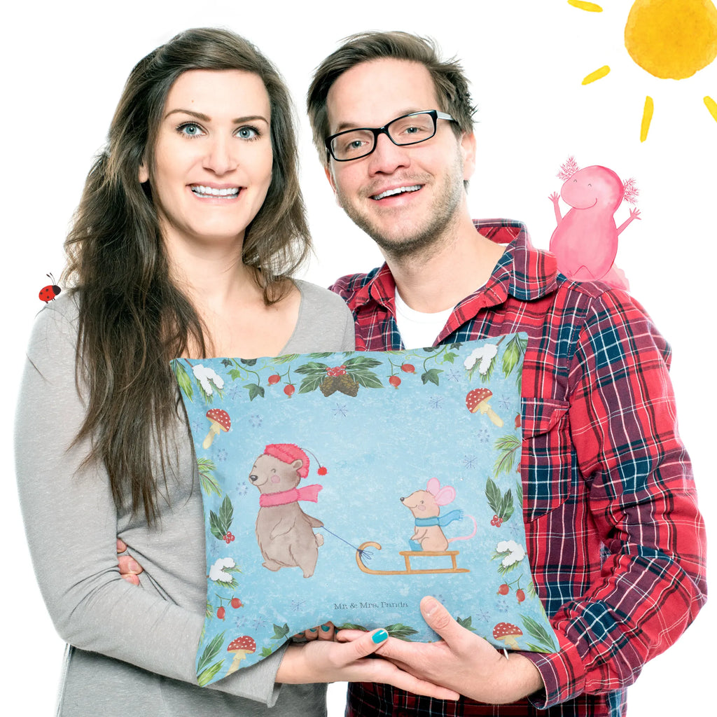 40x40 poduszka Niedźwiedź i Mysz sanie Sofakissen, Motivkissen, sofakissen, Dekokissen Sofa, Kissenhülle 40x40, Sofakissen 40x40, Kissenbezüge, Couchkissen, Kissenhülle, Kissen 40x40, Dekokissen 40x40, Zierkissen, Kissenbezug 40x40, Kopfkissen, sitzkissen, Dekokissen, Kopfkissen 40x40, Kissen 40x40 Waschbar, Kissen, Winter, Weihnachten, Weihnachtsdeko, Nikolaus, Advent, Heiligabend, Wintermotiv
