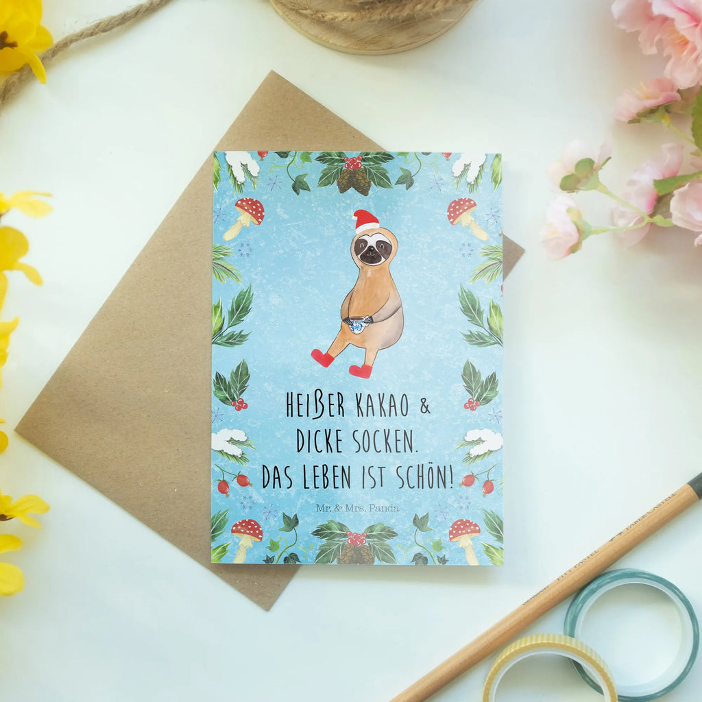 Kartka okolicznościowa leniwiec kakao Glückwunschkarte, Karte, Ansichtskarten, Geburtstagskarte, Hochzeitskarte, Klappkarte, Einladungskarte, Grußkarte, Winter, Weihnachten, Weihnachtsdeko, Nikolaus, Advent, Heiligabend, Wintermotiv
