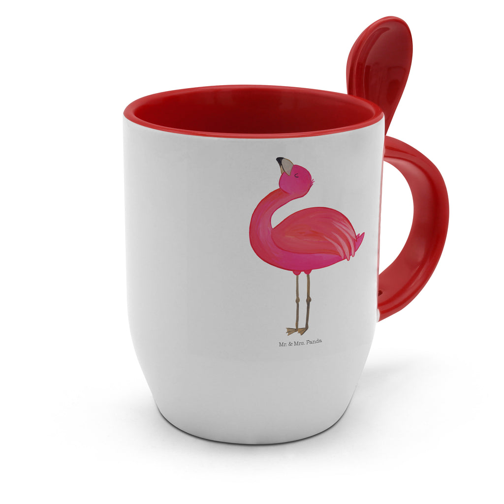 Tasse mit Löffel Flamingo stolz Tasse, Kaffeetasse, Tassen, Tasse mit Spruch, Kaffeebecher, Tasse mit Löffel, Flamingo, stolz, Freude, Selbstliebe, Selbstakzeptanz, Freundin, beste Freundin, Tochter, Mama, Schwester