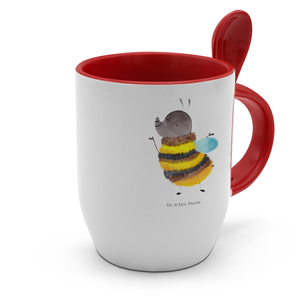 Tasse mit Löffel Hummel flauschig Tasse, Kaffeetasse, Tassen, Tasse mit Spruch, Kaffeebecher, Tasse mit Löffel, Tiermotive, Gute Laune, lustige Sprüche, Tiere, Hummel, Flauschig, Biene, Blume, Natur