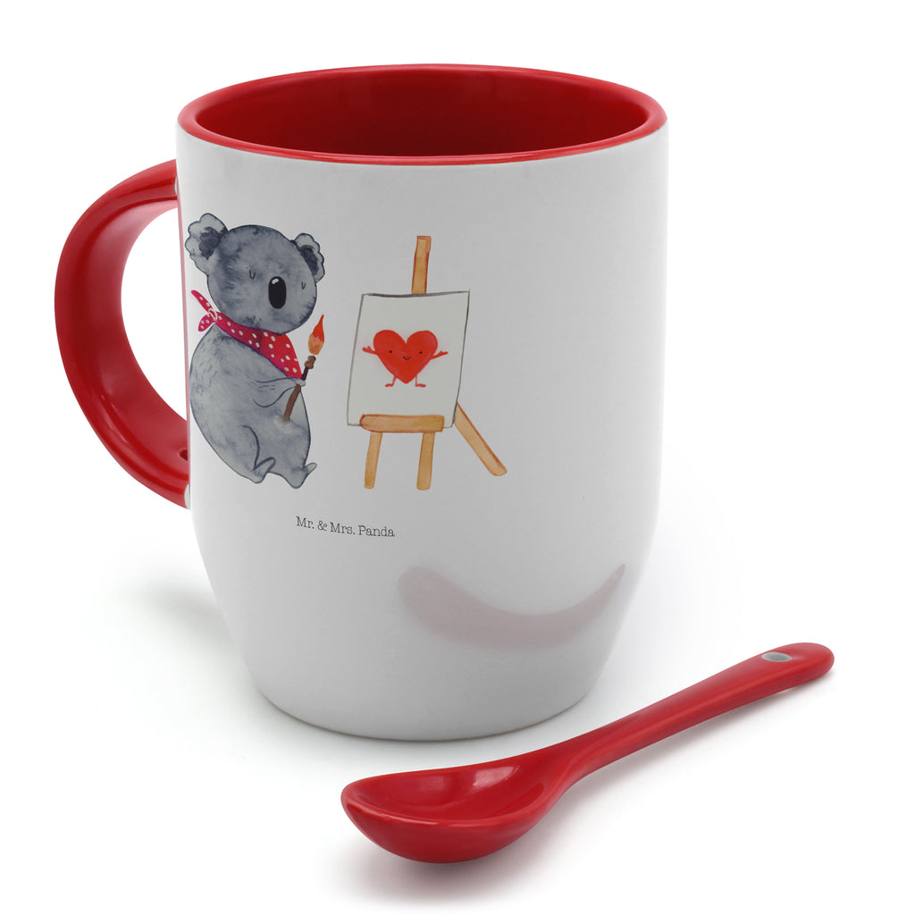 Tasse mit Löffel Koala Künstler Tasse, Kaffeetasse, Tassen, Tasse mit Spruch, Kaffeebecher, Tasse mit Löffel, Koala, Koalabär, Liebe, Liebensbeweis, Liebesgeschenk, Gefühle, Künstler, zeichnen