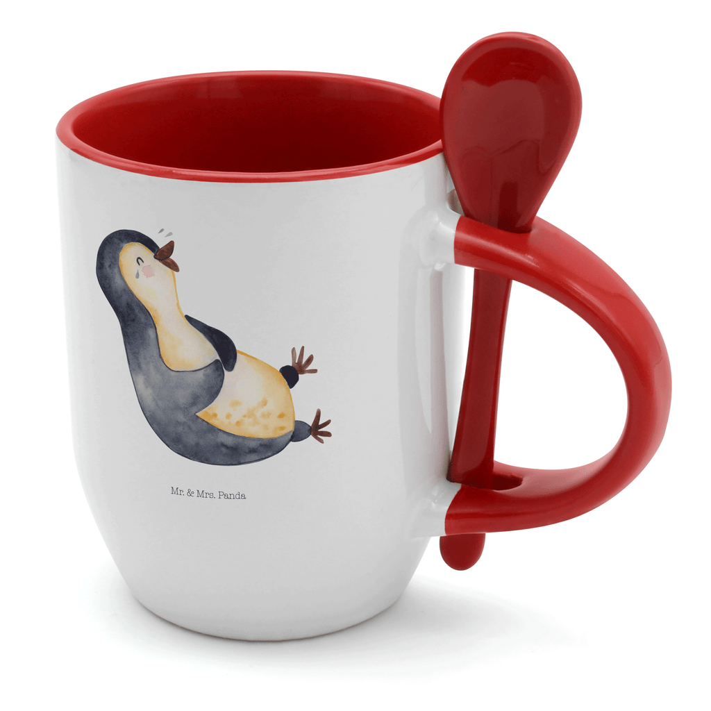 Tasse mit Löffel Pinguin lachend Tasse, Kaffeetasse, Tassen, Tasse mit Spruch, Kaffeebecher, Tasse mit Löffel, Pinguin, Pinguine, lustiger Spruch, Optimismus, Fröhlich, Lachen, Humor, Fröhlichkeit