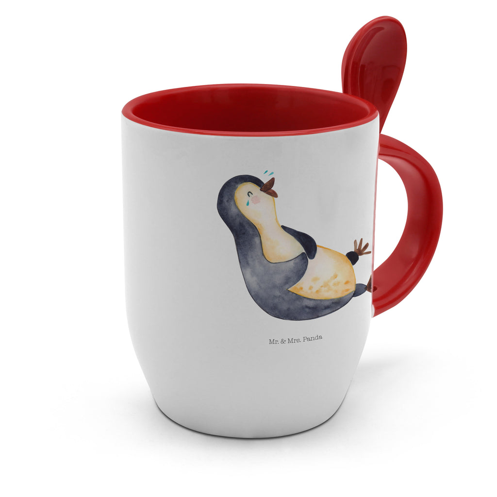 Tasse mit Löffel Pinguin lachend Tasse, Kaffeetasse, Tassen, Tasse mit Spruch, Kaffeebecher, Tasse mit Löffel, Pinguin, Pinguine, lustiger Spruch, Optimismus, Fröhlich, Lachen, Humor, Fröhlichkeit