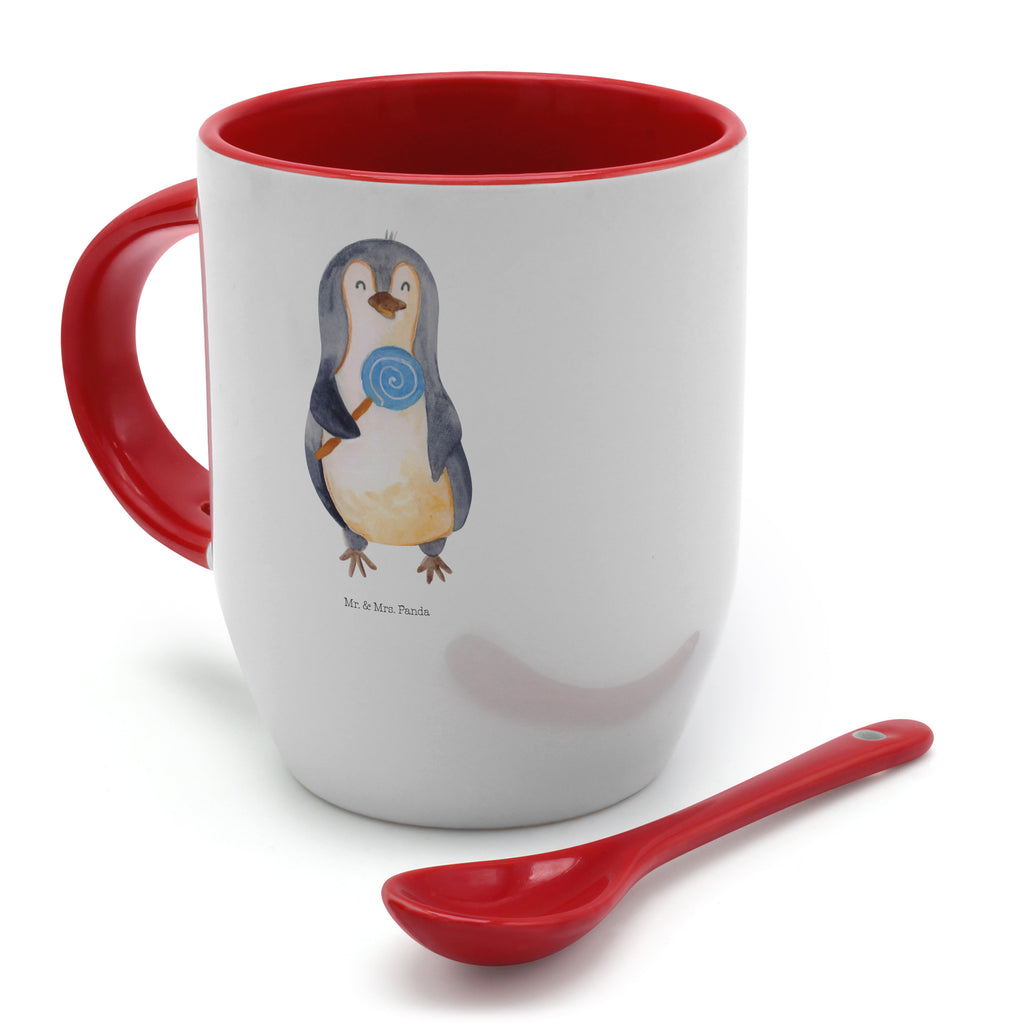 Tasse mit Löffel Pinguin Lolli Tasse, Kaffeetasse, Tassen, Tasse mit Spruch, Kaffeebecher, Tasse mit Löffel, Pinguin, Pinguine, Lolli, Süßigkeiten, Blödsinn, Spruch, Rebell, Gauner, Ganove, Rabauke