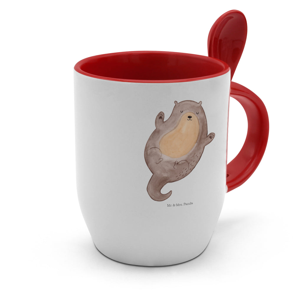 Tasse mit Löffel Otter Umarmen Tasse, Kaffeetasse, Tassen, Tasse mit Spruch, Kaffeebecher, Tasse mit Löffel, Otter, Fischotter, Seeotter, Otter Seeotter See Otter