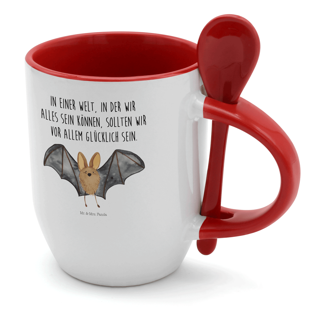 Tasse mit Löffel Fledermaus Flügel Tasse, Kaffeetasse, Tassen, Tasse mit Spruch, Kaffeebecher, Tasse mit Löffel, Tiermotive, Gute Laune, lustige Sprüche, Tiere