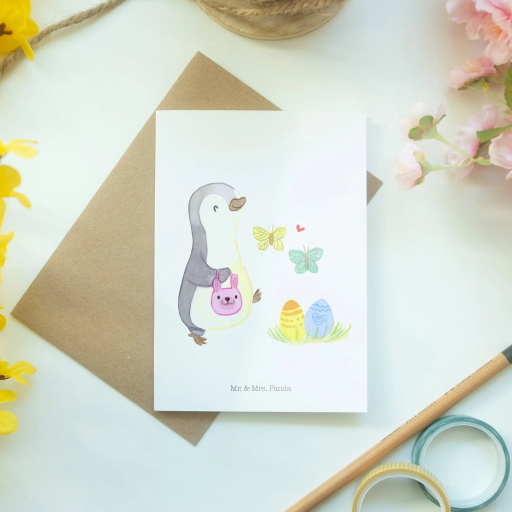 Greetings card penguin looking for eggs greeting card, birthday card, invitation card, folding card, wedding card, Easter, Easter bunny