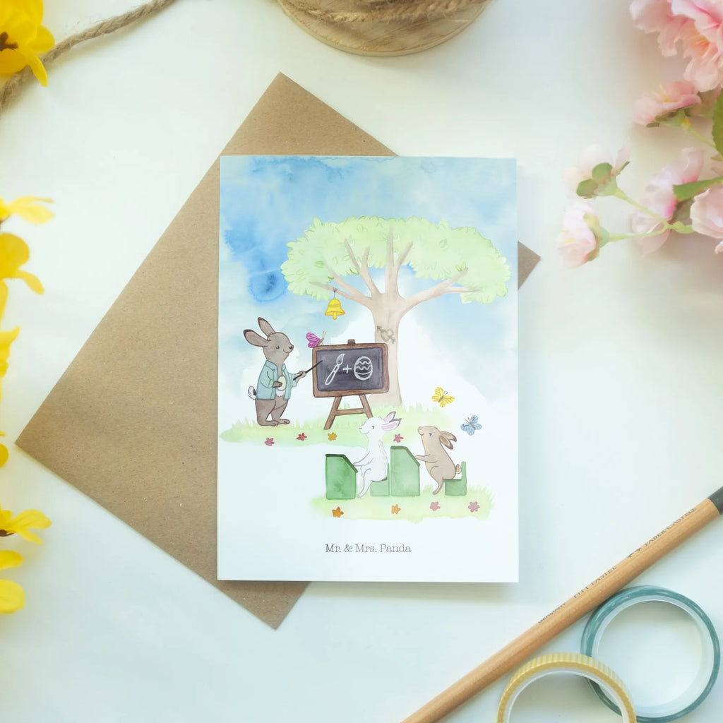 Greetings card Rabbits School greeting card, folding card, wedding card, birthday card, invitation card, Easter, Easter bunny