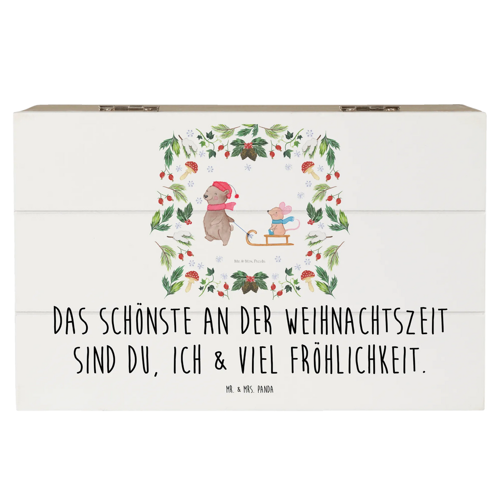 Wooden chest bear and mouse Sleds Geschenkbox, Kiste, Schatulle, Erinnerungsbox, Schatzkiste, Erinnerungskiste, Geschenkdose, Dekokiste, Truhe, Holzkiste, Aufbewahrungsbox, XXL, Winter, Weihnachten, Weihnachtsdeko, Nikolaus, Advent, Heiligabend, Wintermotiv