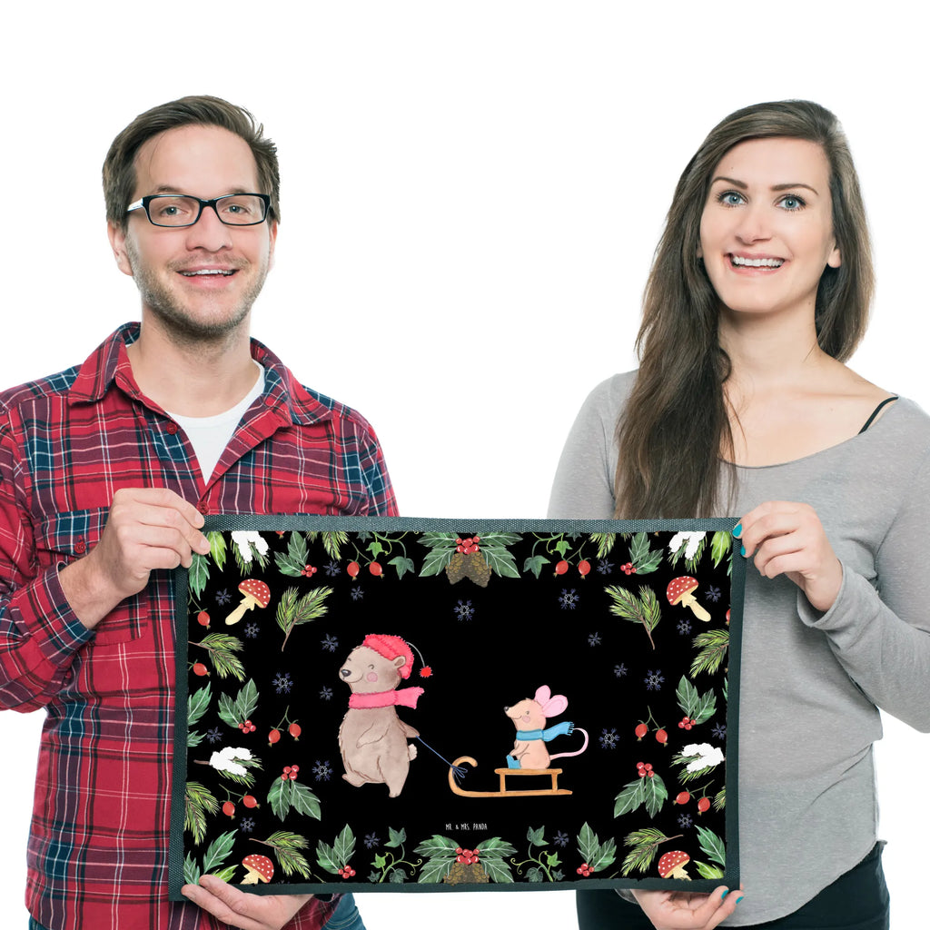 wycieraczka Niedźwiedź i Mysz sanie schmutzfangmatten, matte haustür, Sauberlaufmatte, Abtreter, Eingangsmatte, hausmatte, Schmutzfangmatte, Schuhabstreifer, Schmutzfangteppich, fußmatte, türmatten, Fußabstreifer, Eingangsteppich, Fußmatten, flurmatte, Schmutzmatte, außenmatte, Schmutzfänger, abstreifer, Türmatte, Fußabtreter, sauberlaufmatten, Haustürmatte, Türvorleger, Fussmatte, Abtretmatte, Nikolaus, Advent, Weihnachten, Heiligabend, Weihnachtsdeko, Wintermotiv, Winter