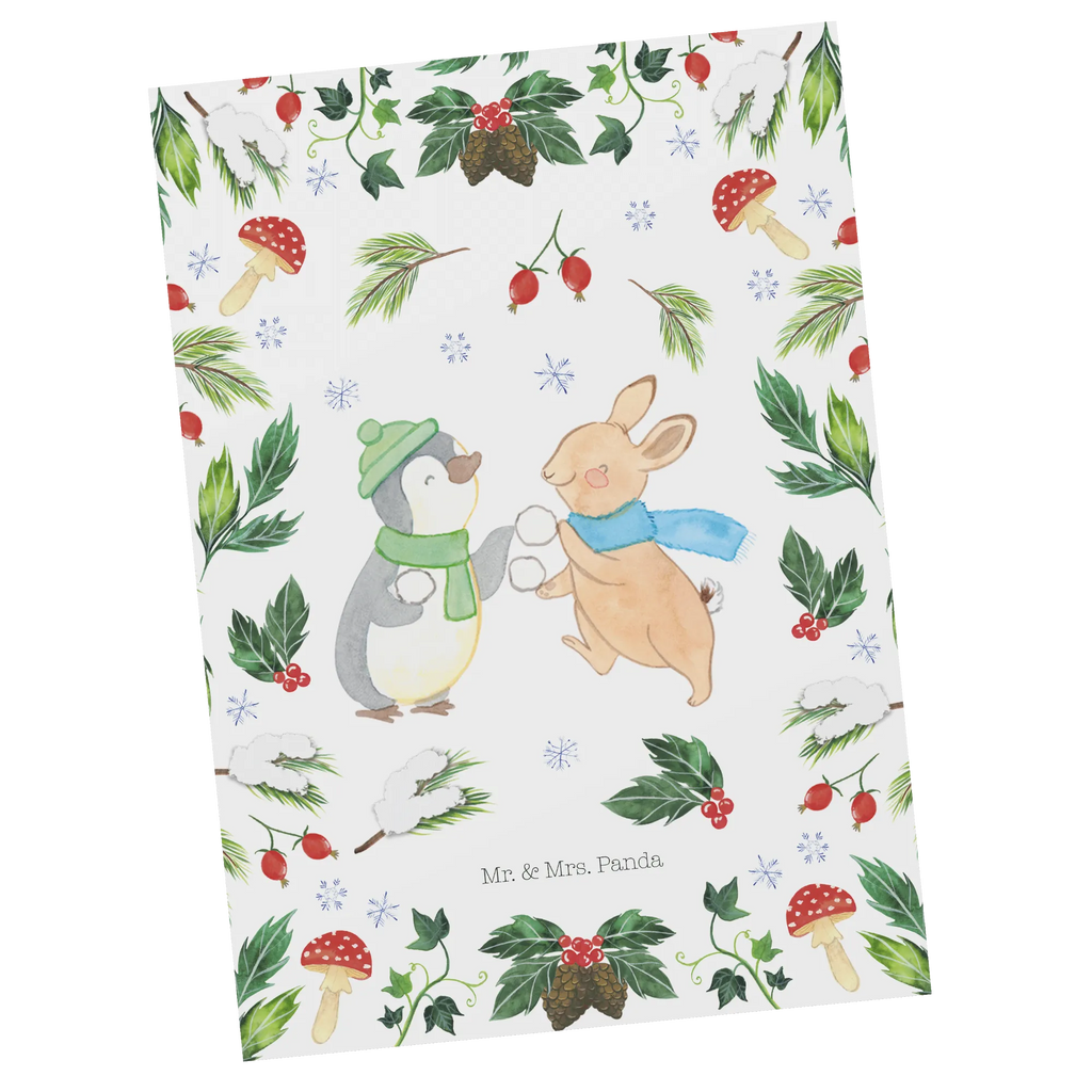 Postcard penguin rabbit snowball fight Dankeskarte, Einladungskarten Geburtstag, Einladung, Grußkarte, Geschenkkarte, Einladungskarte, Karte, Postkarte, Ansichtskarten, Ansichtskarte, Einladung Geburtstag, Geburtstagskarte, Winter, Weihnachten, Weihnachtsdeko, Nikolaus, Advent, Heiligabend, Wintermotiv