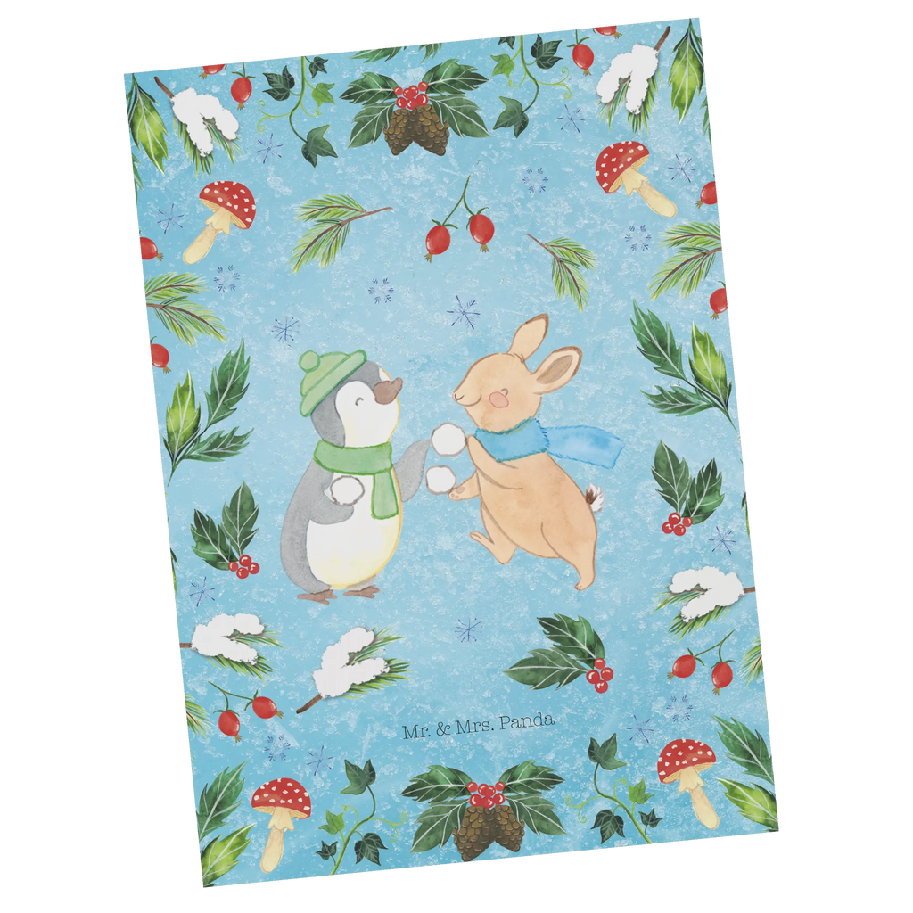 Postcard penguin rabbit snowball fight Dankeskarte, Einladungskarten Geburtstag, Einladung, Grußkarte, Geschenkkarte, Einladungskarte, Karte, Postkarte, Ansichtskarten, Ansichtskarte, Einladung Geburtstag, Geburtstagskarte, Winter, Weihnachten, Weihnachtsdeko, Nikolaus, Advent, Heiligabend, Wintermotiv