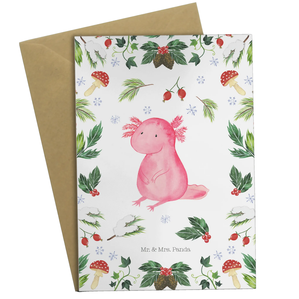 Grußkarte Axolotl Glücklich Klappkarte, Geburtstagskarte, Hochzeitskarte, Einladungskarte, Glückwunschkarte, Grußkarte, Karte, Ansichtskarten, Winter, Weihnachten, Weihnachtsdeko, Nikolaus, Advent, Heiligabend, Wintermotiv