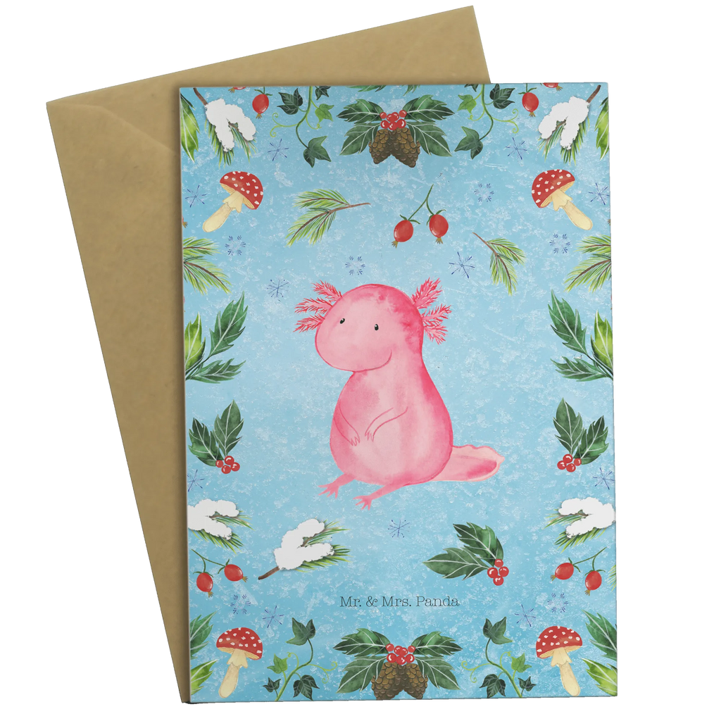 Grußkarte Axolotl Glücklich Klappkarte, Geburtstagskarte, Hochzeitskarte, Einladungskarte, Glückwunschkarte, Grußkarte, Karte, Ansichtskarten, Winter, Weihnachten, Weihnachtsdeko, Nikolaus, Advent, Heiligabend, Wintermotiv