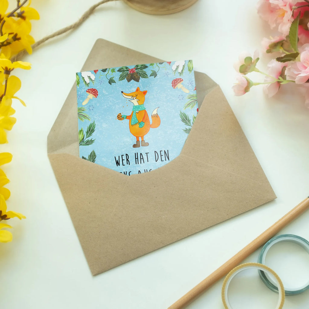 Kartka okolicznościowa Lis pudełko na ciastka Zima, Boże Narodzenie, dekoracje świąteczne, Mikołaj, Adwent, Wigilia, zimowy motyw