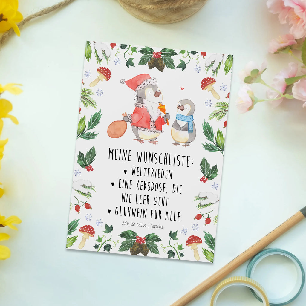 Postcard penguin wish list Geburtstagskarte, Karte, Ansichtskarten, Einladungskarten Geburtstag, Grußkarte, Geschenkkarte, Dankeskarte, Ansichtskarte, Einladung, Einladungskarte, Postkarte, Einladung Geburtstag, Winter, Weihnachten, Weihnachtsdeko, Nikolaus, Advent, Heiligabend, Wintermotiv
