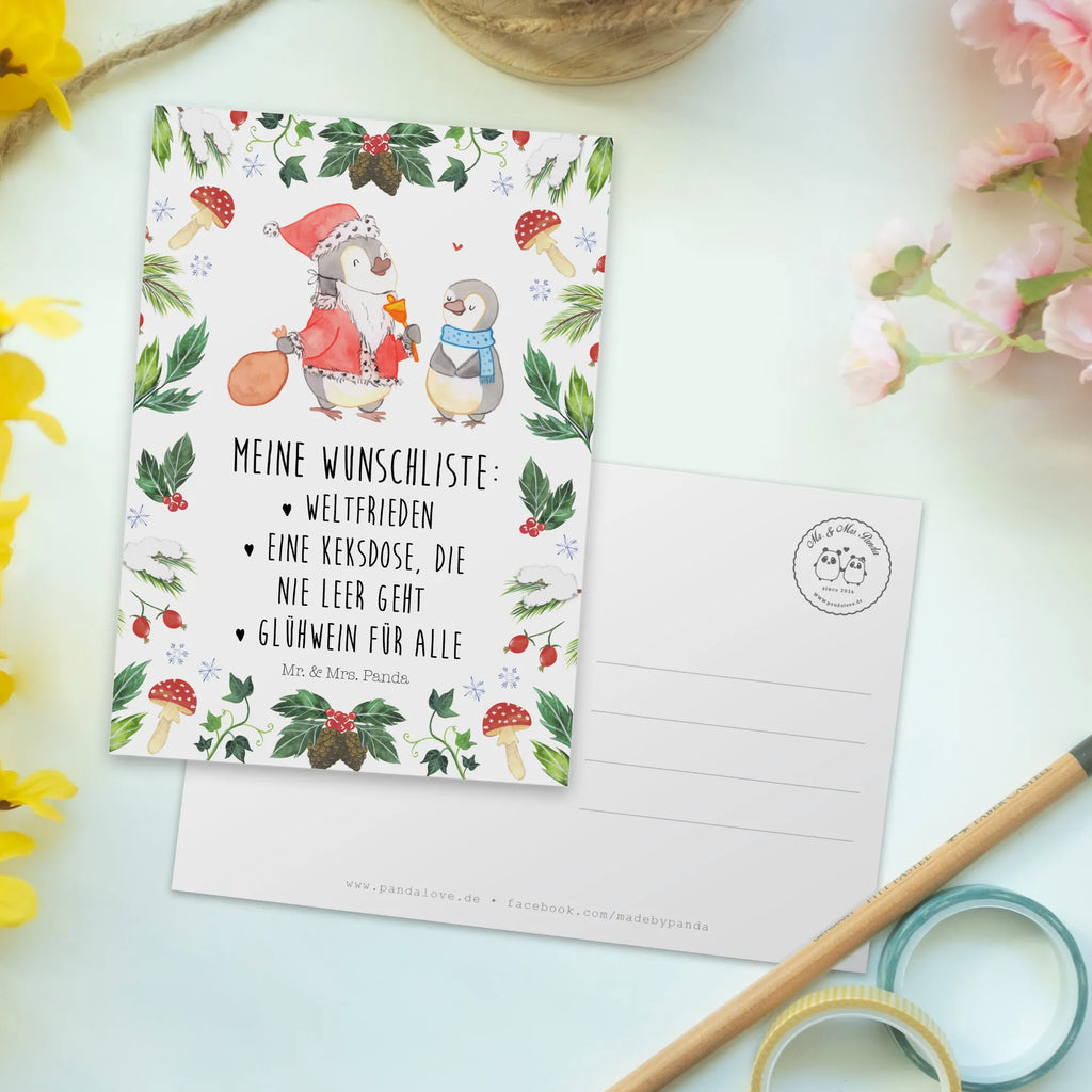 Postcard penguin wish list Geburtstagskarte, Karte, Ansichtskarten, Einladungskarten Geburtstag, Grußkarte, Geschenkkarte, Dankeskarte, Ansichtskarte, Einladung, Einladungskarte, Postkarte, Einladung Geburtstag, Winter, Weihnachten, Weihnachtsdeko, Nikolaus, Advent, Heiligabend, Wintermotiv