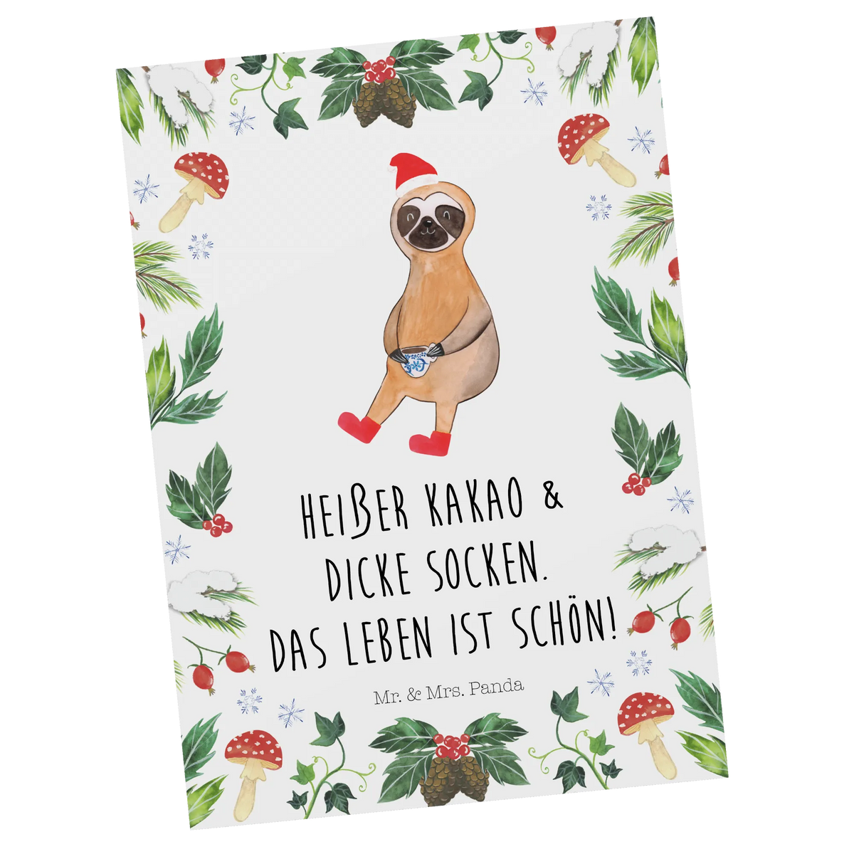 Postkarte Faultier Kakao Designkarte, kunstkarte, Postkarten, spruchkarte, Postkarte, Fotokarte, bildkarte, einzelkarte, Motivkarte, Ansichtskarte, Ansichtskarten, Grußkarte, Kunstkarten, Weihnachten, Winter, Weihnachtsdeko, Nikolaus, Advent, Heiligabend, Wintermotiv