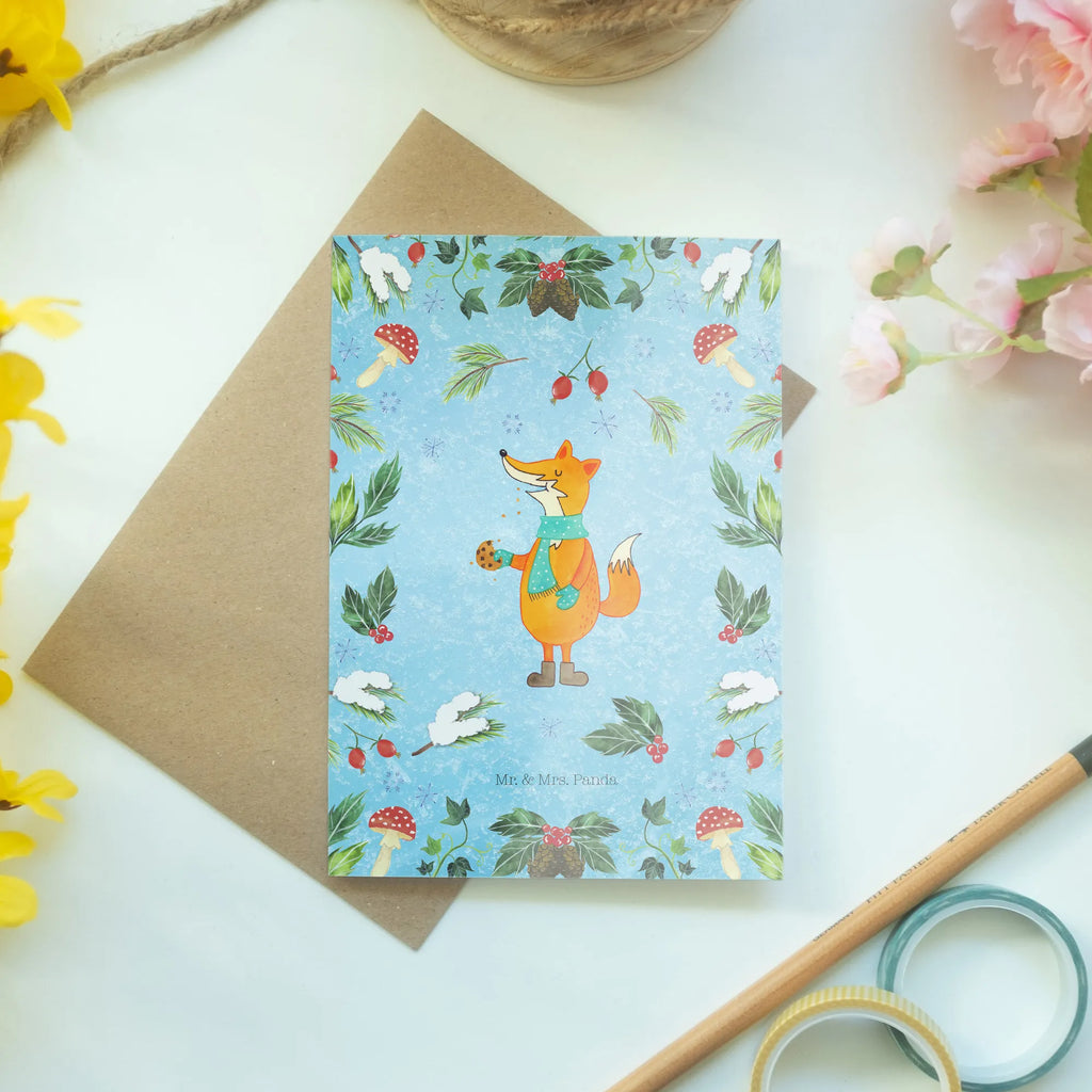 Kartka okolicznościowa Lis pudełko na ciastka Zima, Boże Narodzenie, dekoracje świąteczne, Mikołaj, Adwent, Wigilia, zimowy motyw