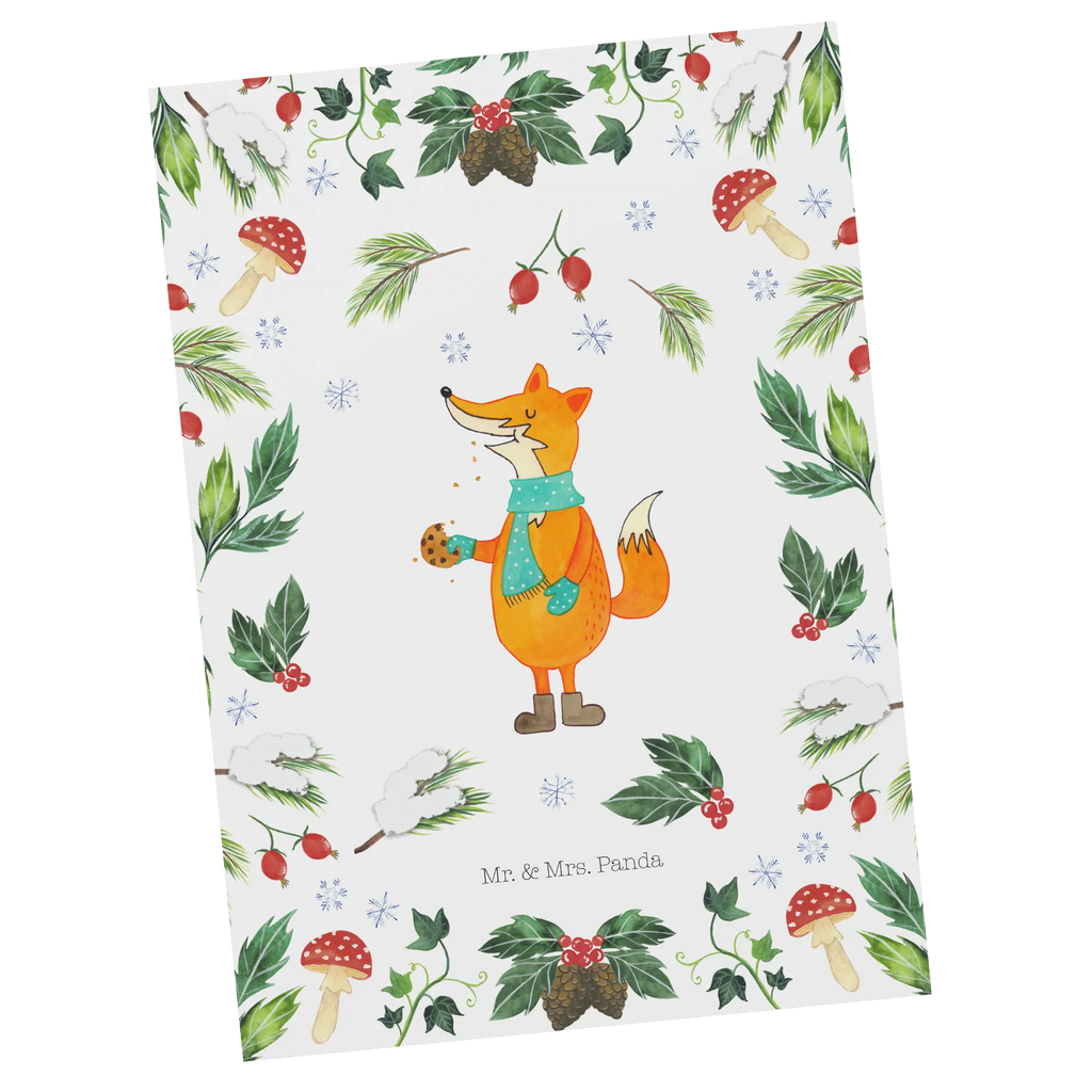 Postcard Fox cookie jar paper, card, gift card, letter, postcards, invitation, Postcard, gift, invitation card, Winter, Christmas, Christmas time, snow
