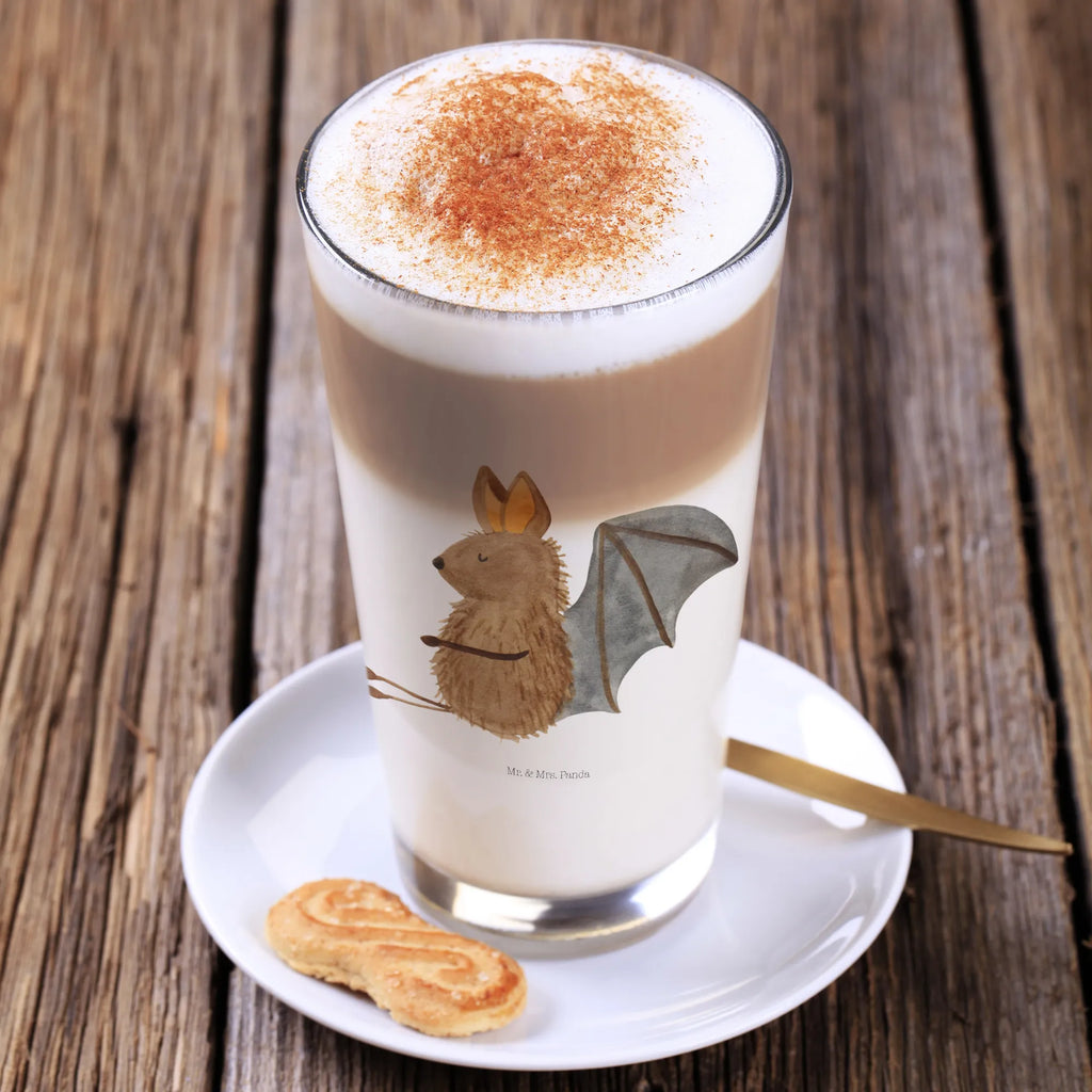 Glas Fledermaus sitzend Latte Macchiato Glas, smoothie glas, Glas, becher glas, Longdrinkglas, Saftglas, Trinkglas, eistee glas, Wasserglas, Glasbecher, eiskaffeeglas, milchkaffee glas, Teeglas, Trinkbecher Glas, Limonadenglas, kaffeeglas, Cocktailglas, cappuccinoglas, Lustige Sprüche, Tiere, Tiermotive, Gute Laune, Fledermaus, Motivation, Entspannen, Fledermäuse