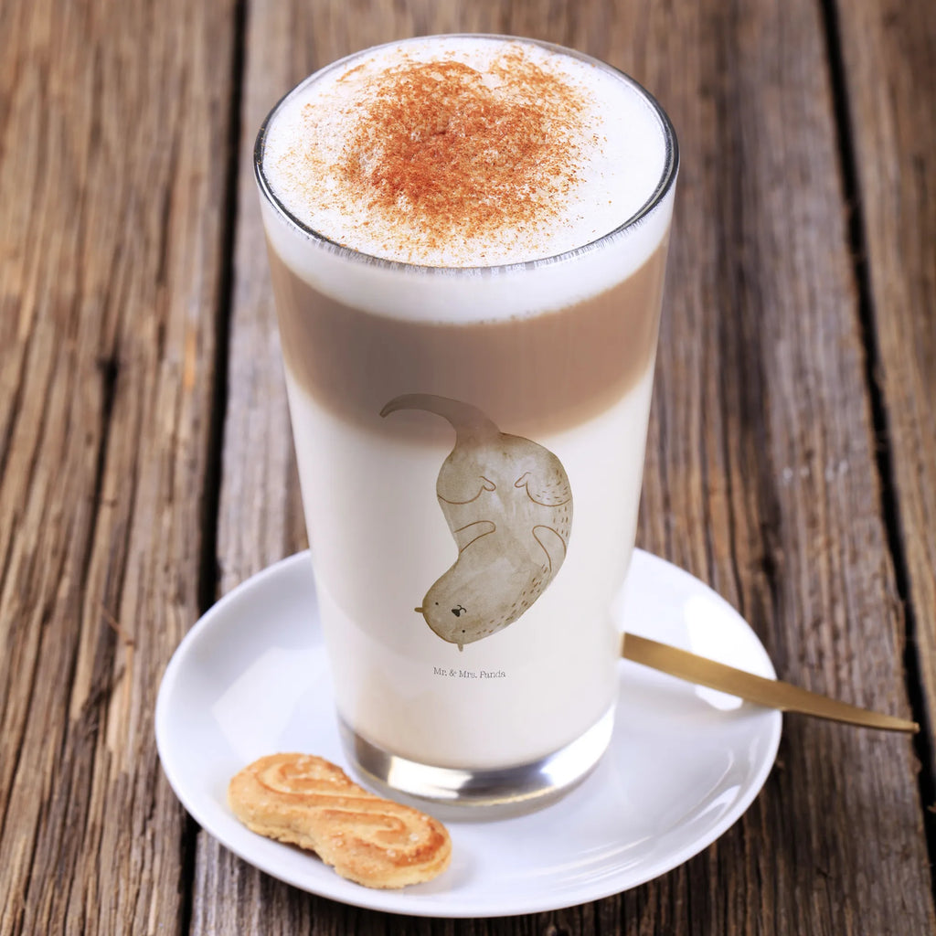 Glas Otter kopfüber Trinkbecher Glas, Glasbecher, Glas, becher glas, kaffeeglas, Longdrinkglas, milchkaffee glas, smoothie glas, Trinkglas, Latte Macchiato Glas, eistee glas, Limonadenglas, Cocktailglas, cappuccinoglas, eiskaffeeglas, Wasserglas, Saftglas, Teeglas, Otter, Fischotter, Seeotter, Otter Seeotter See Otter