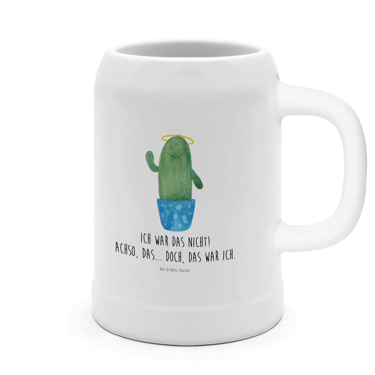 Beer mug cactus Holy Bierbecher, Trinkkrug, Bierhumpen, Krug, Steinkrug, Humpen, Tonkrug, Seidel, Steinzeugkrug, Keramikkrug, Bier Seidel, Steinbierkrug, Mr. & Mrs. Panda Bierkrug, Steingutkrug, Bier Humpen, Kakteen, Kaktus, Lustig, Bruder, Familie, Eltern, Kind, Frech, Schwestern, Schwester, Heiligenschein, Freundin