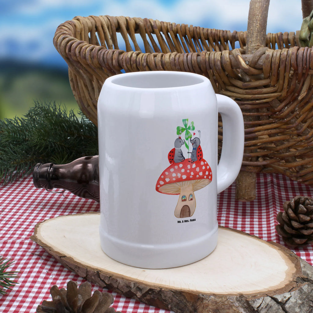 Beer mug ladybug toadstool small animals, cute, funny, cute animal motives, hand drawn, small world, funny sayings, good mood, happy, gifts, gift ideas, special gifts, animal lover, card, ladybird, at home, flat, toadstool, house, house of fleshy fungi