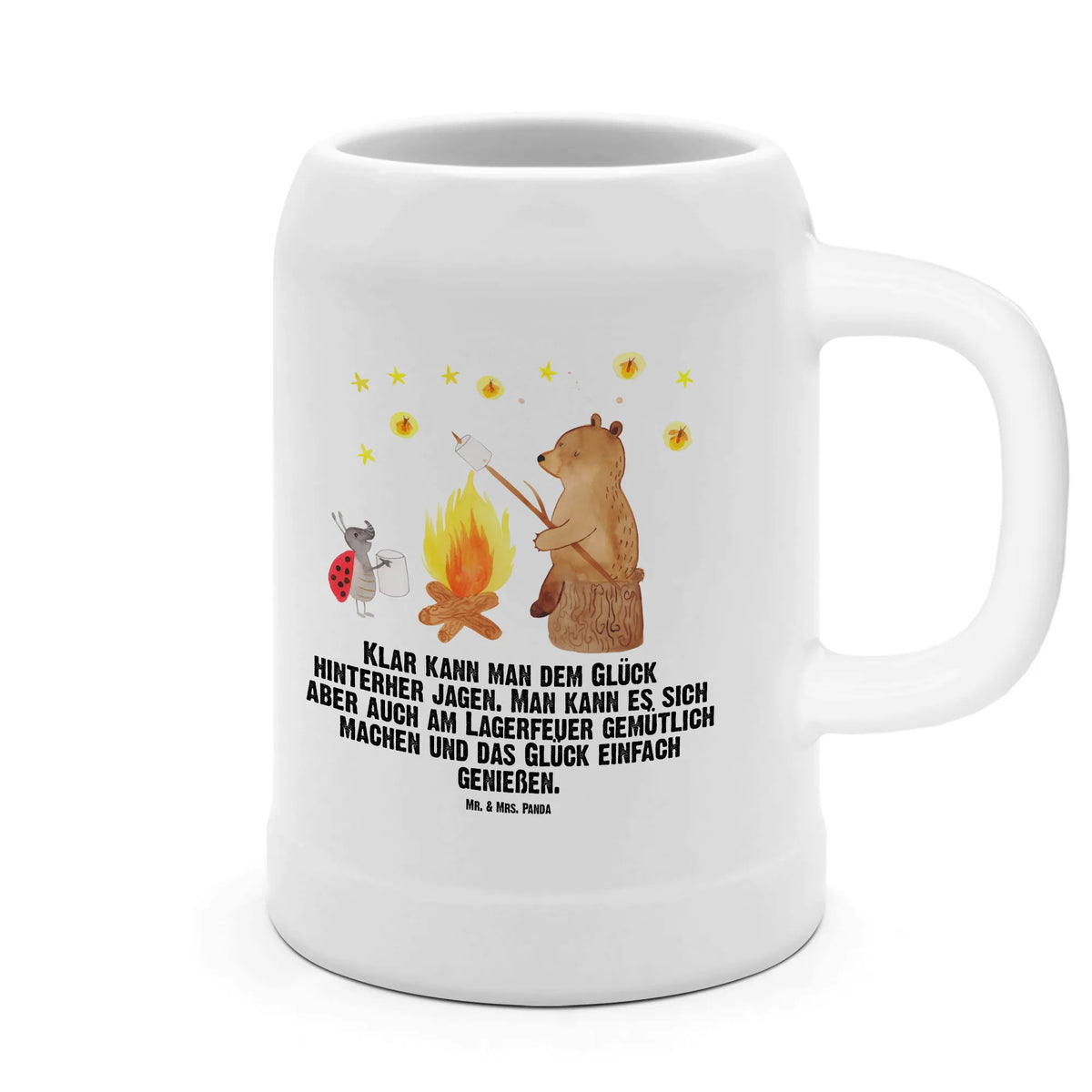 Beer mug Bear & Ladybird campfire Bierbecher, Bier Humpen, Krug, Steinzeugkrug, Bier Seidel, Steingutkrug, Humpen, Bierhumpen, Mr. & Mrs. Panda Bierkrug, Trinkkrug, Seidel, Keramikkrug, Steinkrug, Steinbierkrug, Tonkrug, Teddy, Bär, Teddybär, Lagerfeuer
