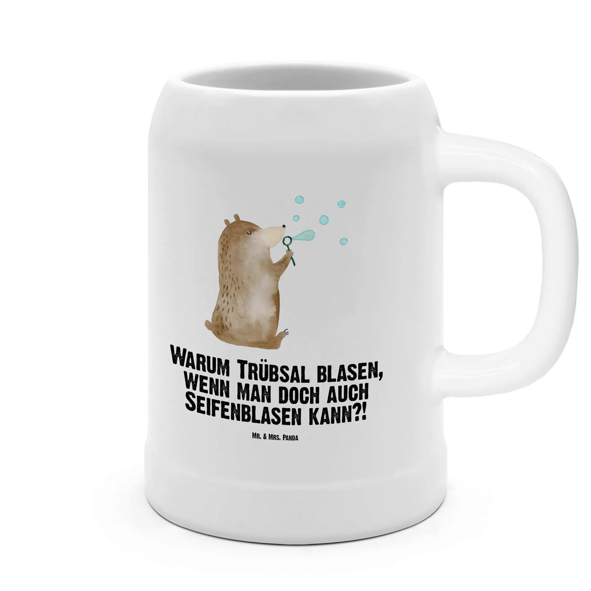 Bierkrug Bär Seifenblasen Humpen, Bier Humpen, Steinzeugkrug, Trinkkrug, Steinbierkrug, Bier Seidel, Bierbecher, Seidel, Tonkrug, Mr. & Mrs. Panda Bierkrug, Krug, Keramikkrug, Steingutkrug, Steinkrug, Bierhumpen, Teddy, Bär, Teddybär, Seifenblasen Bär Lustig Sein Glücklich Traurig Happy