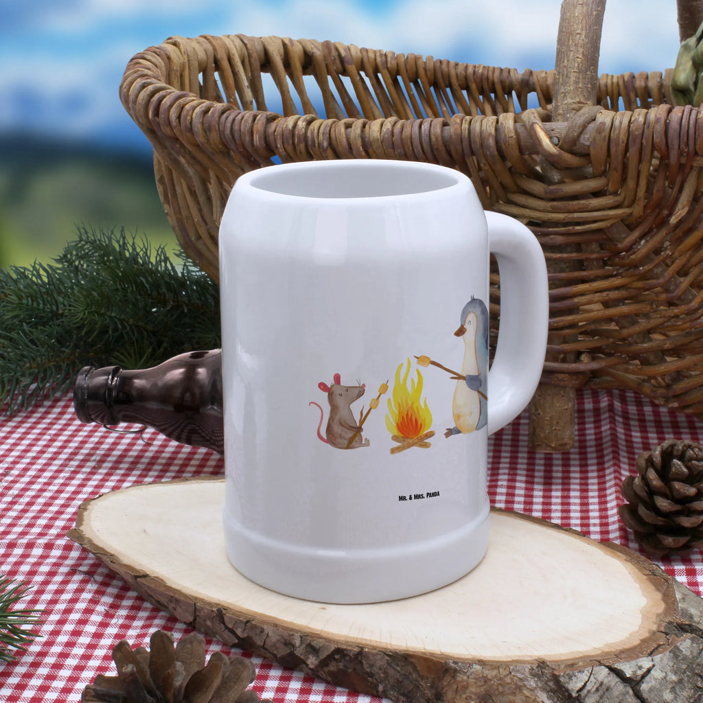 Beer mug Penguin campfire Penguin, North Pole, Winter, Penguins, life motivation, office, marshmallows, barbecue, life motto, work, new start, campfire, everyday office life, penguins, job, mouse, fire, life, motivation, love
