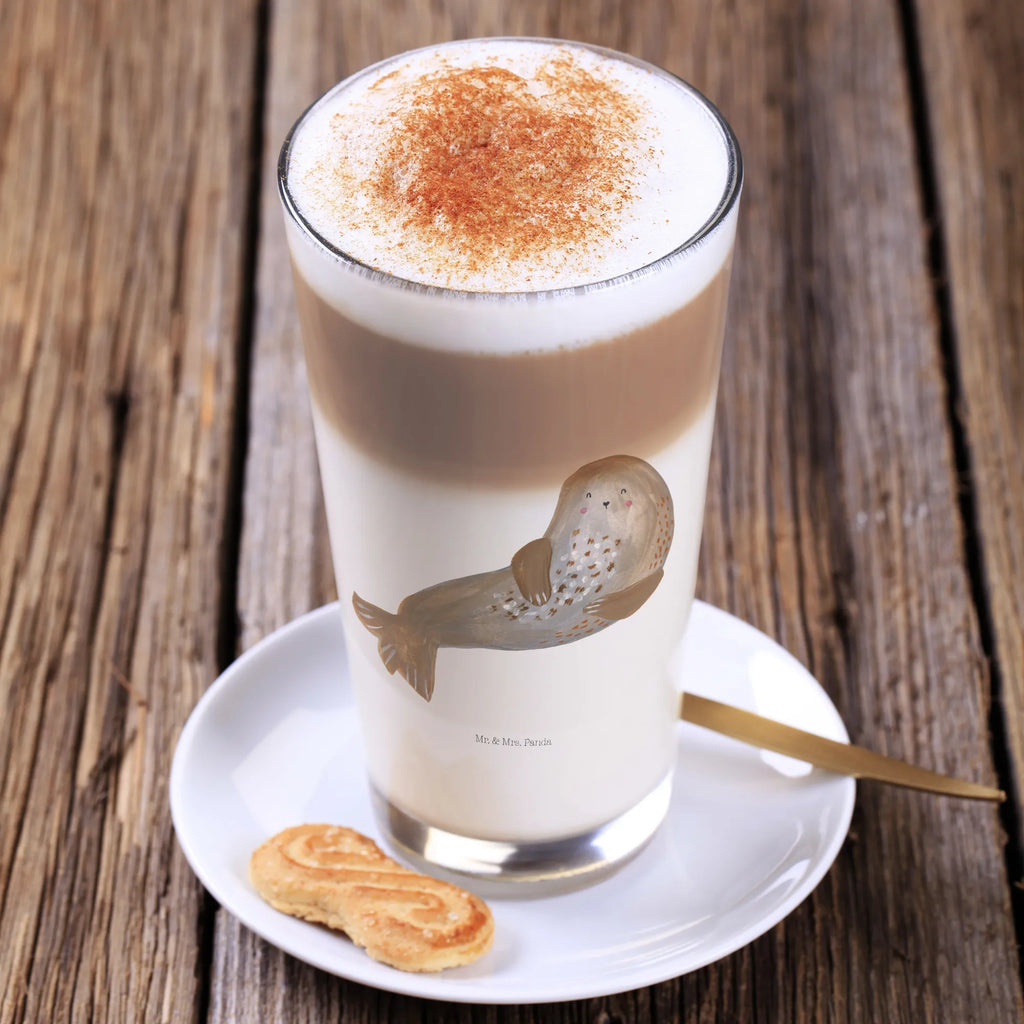 Glass seal Laugh small animals, cute, funny, cute animal motives, hand drawn, small world, funny sayings, good mood, happy, gifts, gift ideas, special gifts, animal lover, card, Seal, Seals, Baltic Sea, Sea animal, Beach, North Sea