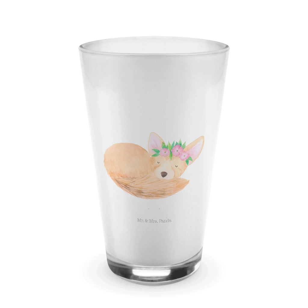 Szkło lis pustynny kwiaty Trinkglas, Teeglas, Wasserglas, Longdrinkglas, Limonadenglas, eiskaffeeglas, Latte Macchiato Glas, Cocktailglas, Saftglas, eistee glas, Glasbecher, kaffeeglas, cappuccinoglas, milchkaffee glas, Trinkbecher Glas, becher glas, Glas, smoothie glas, Afrika, Wildtiere, Blumenkranz, Glücklich, Wüste, Wüstenfuchs, Blumen