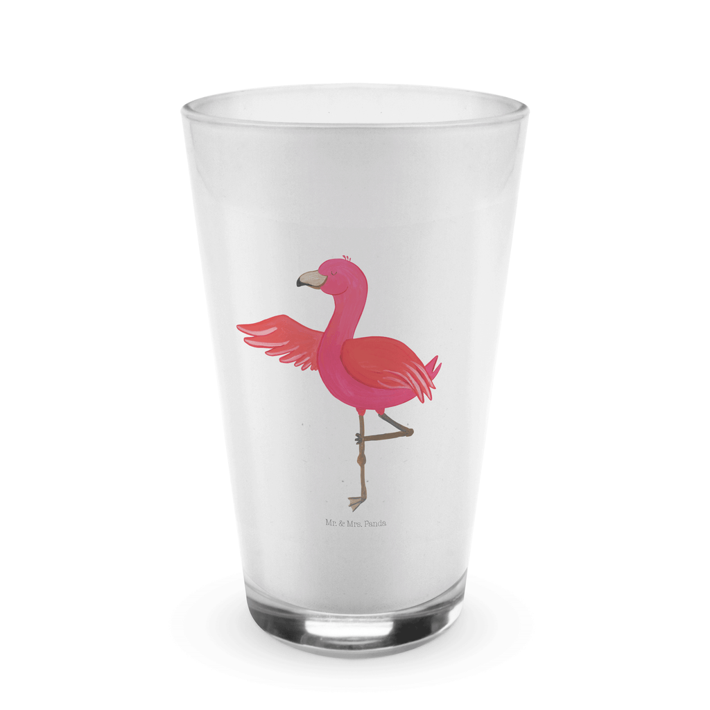 Glas Flamingo Yoga Cappuccino Glas, Glas, Cappuccino Tasse, Latte Macchiato, Flamingo, Vogel, Yoga, Namaste, Achtsamkeit, Yoga-Übung, Entspannung, Ärger, Aufregen, Tiefenentspannung