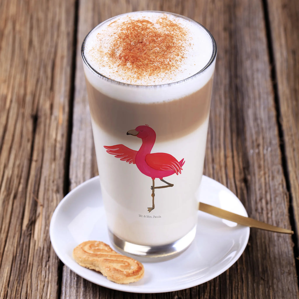 Glas Flamingo Yoga Longdrinkglas, milchkaffee glas, Glasbecher, Limonadenglas, Trinkbecher Glas, Wasserglas, Cocktailglas, eiskaffeeglas, becher glas, kaffeeglas, cappuccinoglas, Latte Macchiato Glas, Glas, smoothie glas, Teeglas, Trinkglas, eistee glas, Saftglas, Flamingo, Ärger, Namaste, Entspannung, Aufregen, Achtsamkeit, Vogel, Yoga-Übung, Yoga, Tiefenentspannung