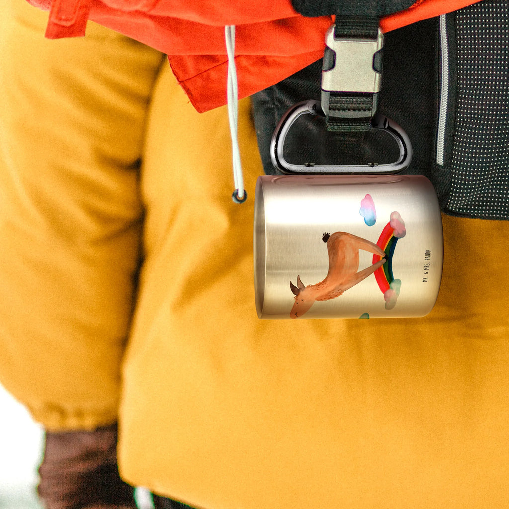 Stainless steel mug lama rainbow Llama, llama, alpaca, trendy animal, Outsider, Self-employed, Haters, Lamas, Rainbow, School, Haters gonna hate, Freedom, Cloud country, Hobby, Lama, Abi