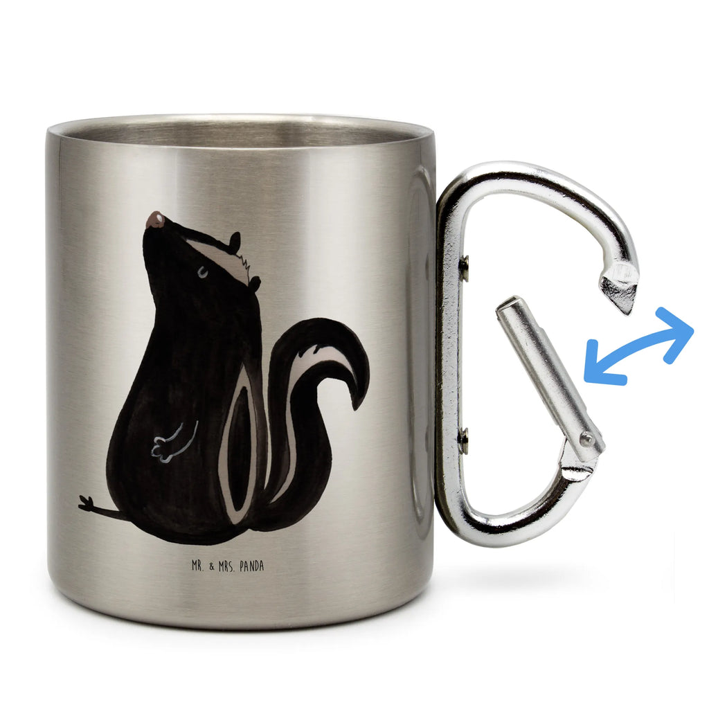Stainless steel mug skunk Sit Skunk, slogan, predator, stinker, know-it-all, stinky, law, office, wild animal, skunk