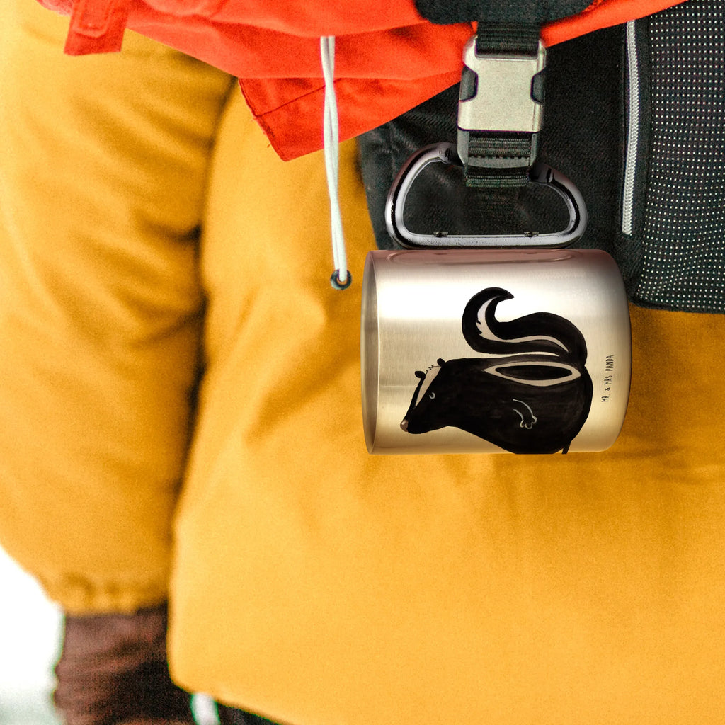 Stainless steel mug skunk Sit Skunk, slogan, predator, stinker, know-it-all, stinky, law, office, wild animal, skunk