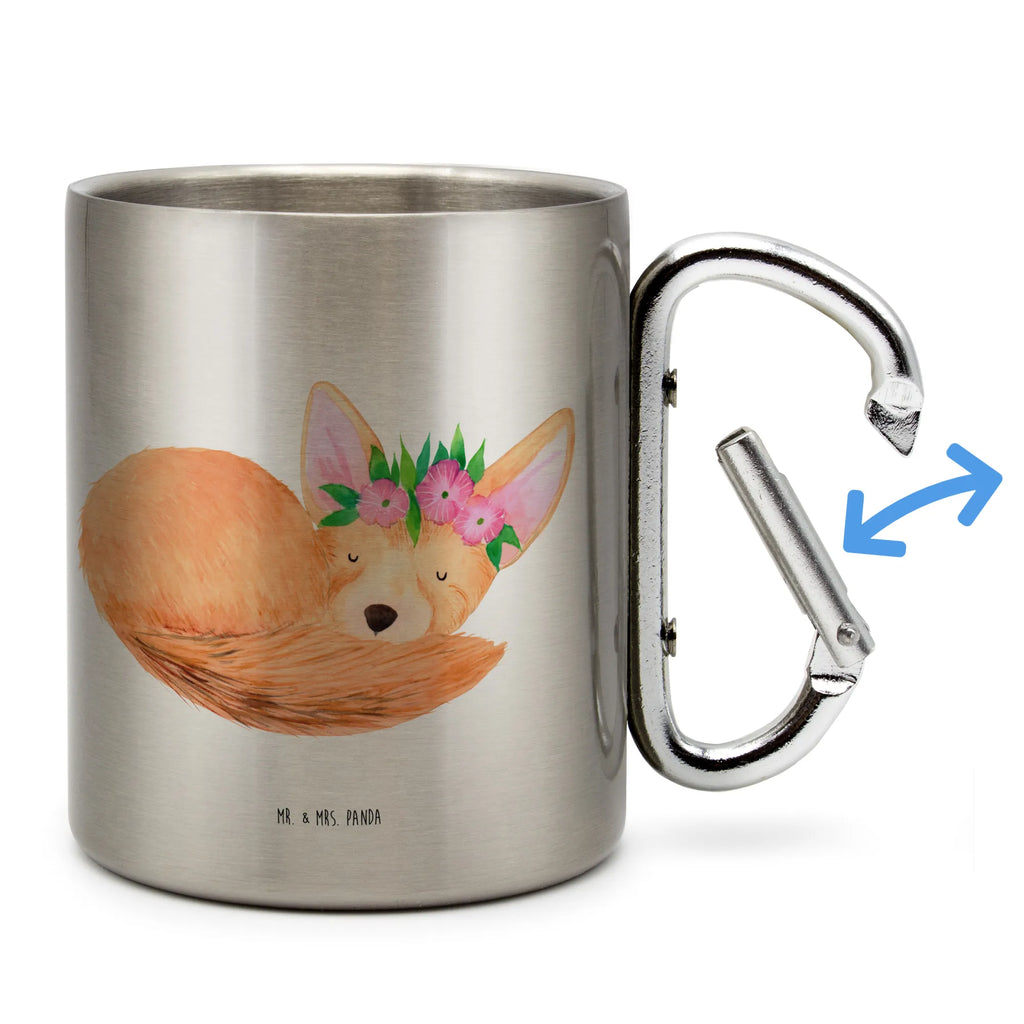 Stainless steel mug desert fox Flower Edelstahltasse, Becher Aus Edelstahl, edelstahl thermobecher, Isolierbecher Edelstahl, edelstahl reisebecher, Tasse, Edelstahl Trinkbecher, Isolierbecher, Karabiner Becher, Trinkbecher Edelstahl, Kaffeebecher Edelstahl, karabiner tasse, Edelstahl Kaffeebecher, Metalltasse, Edelstahlbecher, Thermobecher, Becher, Reisebecher, Thermobecher Edelstahl, Trinkbecher Metall, wanderbecher, Campingbecher, Thermo Kaffeebecher, metallbecher, thermotasse, karabinerbecher, edelstahl isolierbecher, Campingtasse, Afrika, Wildtiere, Blumen, Wüstenfuchs, Wüste, Glücklich, Blumenkranz