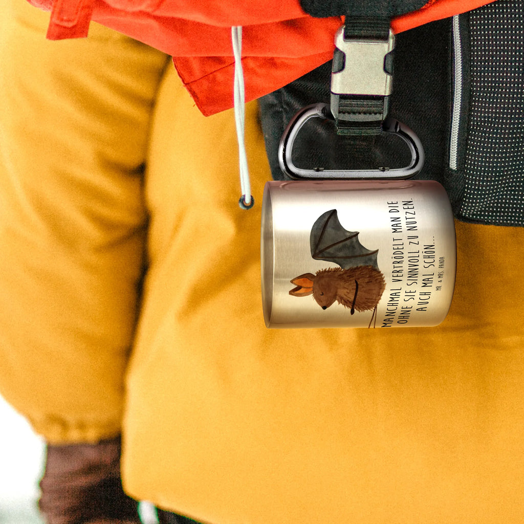 Kubek ze stali nierdzewnej Nietoperz siedzenie Motywy zwierzęce, dobra energia, zabawne powiedzonka, zwierzęta