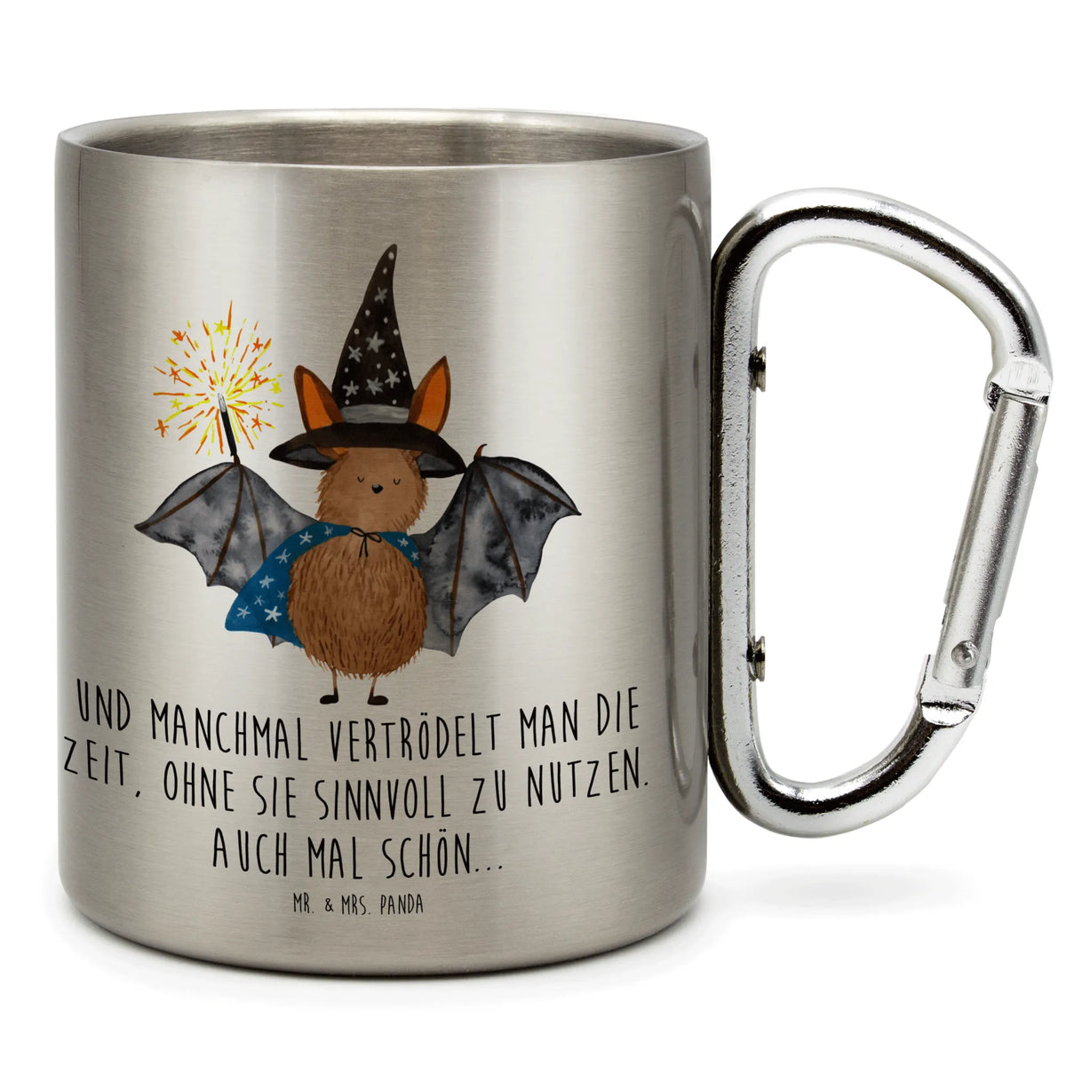 Stainless steel mug bat wizard small animals, cute, funny, cute animal motives, hand drawn, small world, funny sayings, good mood, happy, gifts, gift ideas, special gifts, animal lover, card, get in, women, sorcerers, Bats, magicians, bats
