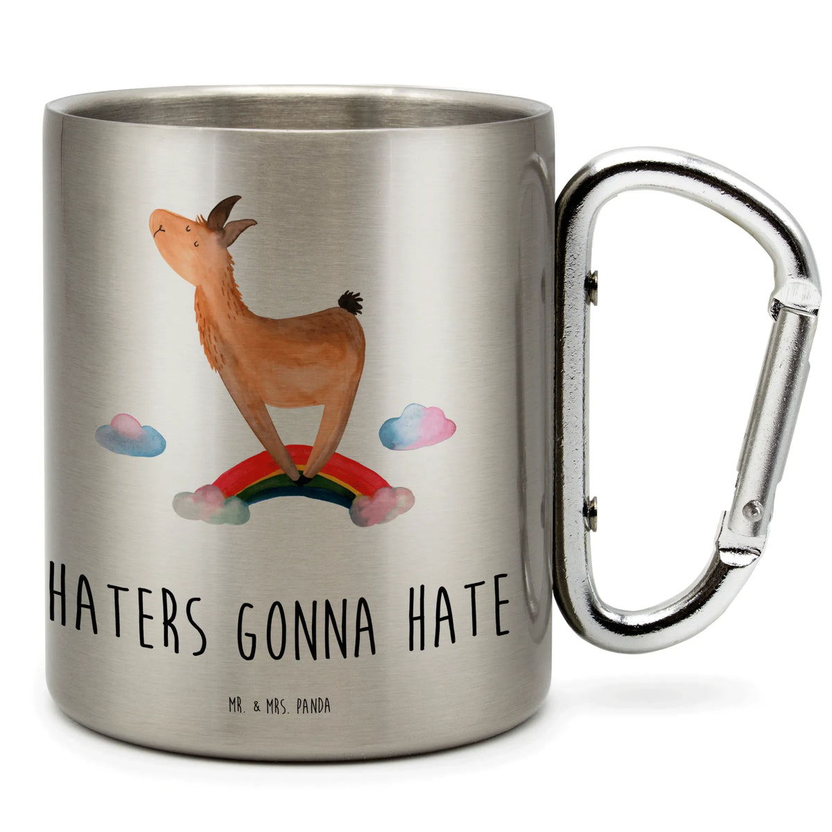 Stainless steel mug lama rainbow Llama, llama, alpaca, trendy animal, Outsider, Self-employed, Haters, Lamas, Rainbow, School, Haters gonna hate, Freedom, Cloud country, Hobby, Lama, Abi