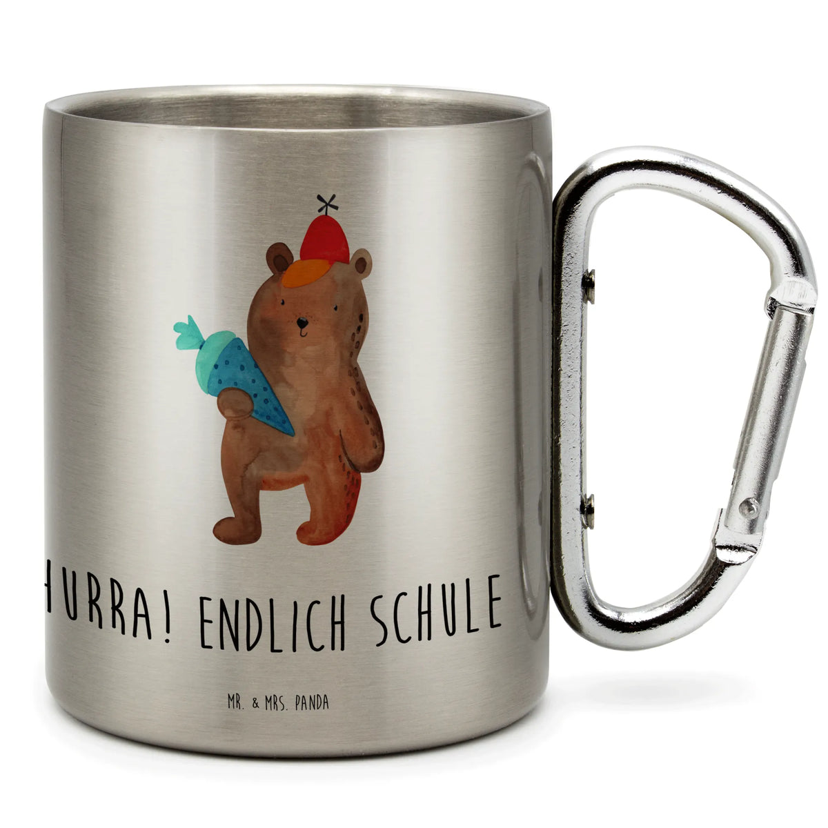 Stainless steel mug bear School cone bear, teddy, teddy bear, cuddly toy, Starting school, Primary school, School enrolment gift, First day of school gift, School gift, Bear motif, School bag