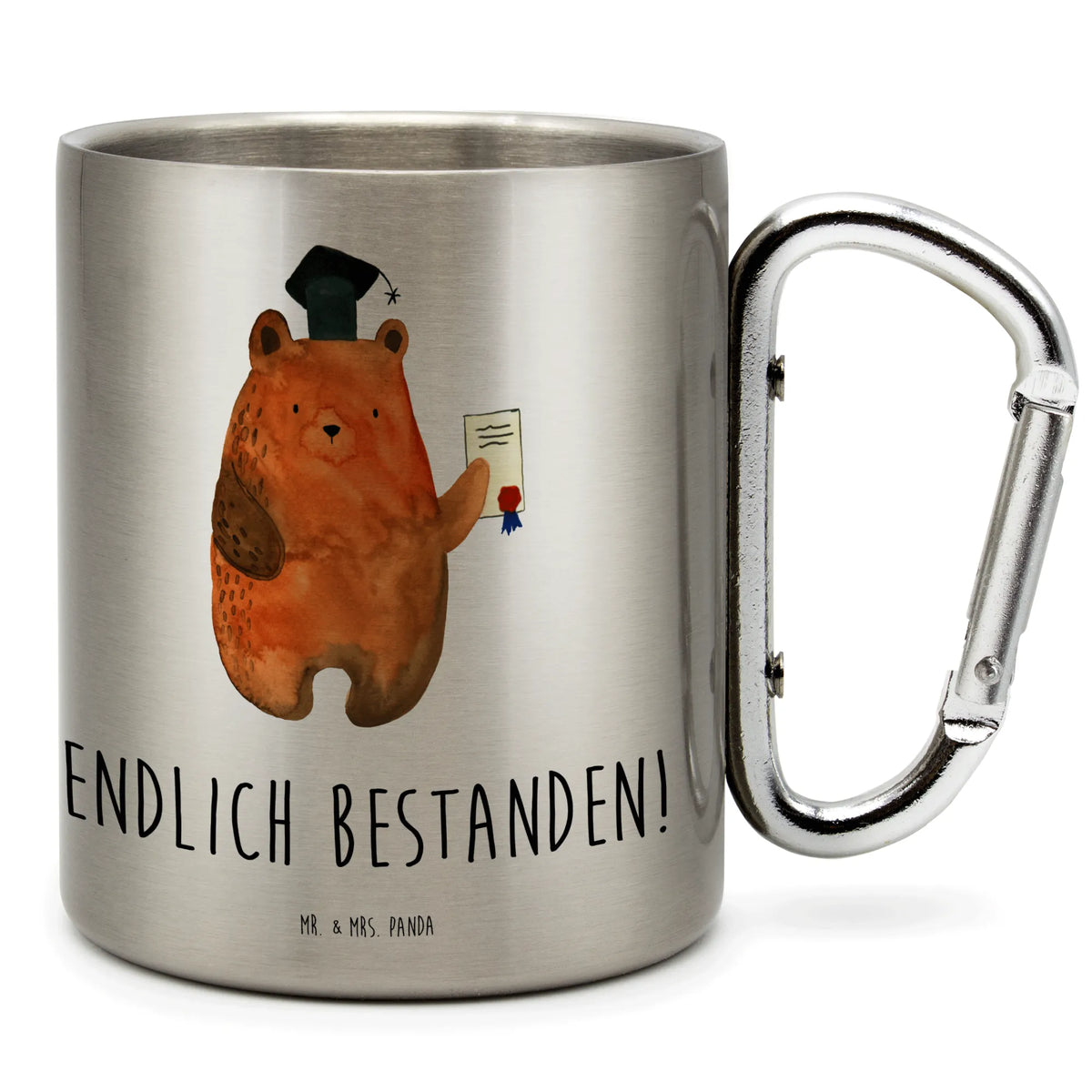 Edelstahlbecher Bär Prüfung Karabiner Becher, Teetasse, motivbecher, thermotasse, Teebecher, Thermobecher Edelstahl, karabiner tasse, Edelstahl-Isolierbecher, Edelstahl-Thermobecher, Reisebecher, Campingbecher, Campingtasse, Kaffeebecher Edelstahl, Isolierbecher Edelstahl, Edelstahlbecher, isoliertasse, Trinkbecher Metall, Metallbecher, wanderbecher, Isolierbecher, Thermobecher, Becher Aus Edelstahl, wandertasse, Trinkbecher Edelstahl, Edelstahl Trinkbecher, edelstahl reisebecher, Edelstahltasse, spruchbecher, karabinerbecher, Teddy, Bär, Teddybär, Abitur, Abschlusszeugnis, Zeugnis, Abschluss, Prüfungen, Prüfung Bestanden