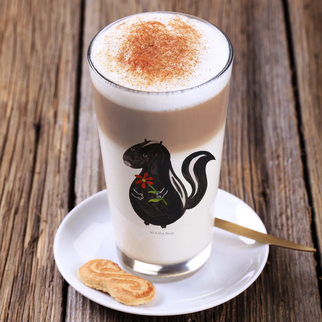 Szkło skunks kwiat Wasserglas, smoothie glas, Saftglas, Glas, eistee glas, Glasbecher, Trinkbecher Glas, Cocktailglas, eiskaffeeglas, milchkaffee glas, Longdrinkglas, becher glas, Limonadenglas, cappuccinoglas, Teeglas, Trinkglas, Latte Macchiato Glas, kaffeeglas, Stinktier, Skunk, Verträumt, Stinker, Tagträumer, Raubtier, Dreams, Wildtier, Träume, Stinki