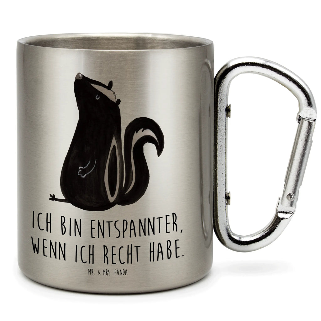 Stainless steel mug skunk Sit Skunk, slogan, predator, stinker, know-it-all, stinky, law, office, wild animal, skunk