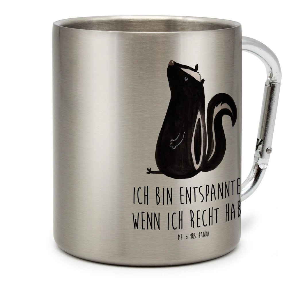 Stainless steel mug skunk Sit Skunk, slogan, predator, stinker, know-it-all, stinky, law, office, wild animal, skunk